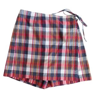 Ann Taylor Skort Sporty Navy Red Plaid Sz 8 Summer